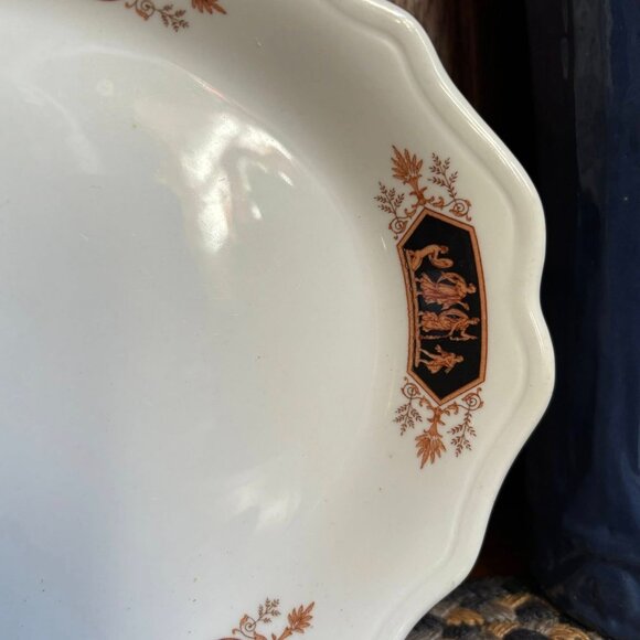 Syracuse China Oval Platter Vintage Greek Revival Motif Scalloped Edge USA Made - Picture 4 of 6